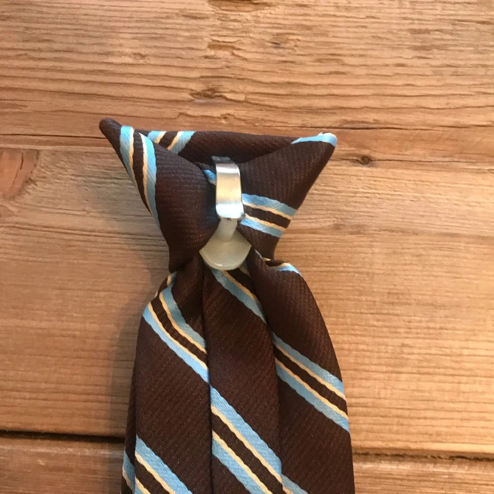 Boys Tie Ciip on 12” Brown Blue